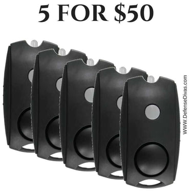 Defense Divas® Campus Safety 5 For $50 Black Squeeze Panic Alarm Personal Safety Flashlight Key Chain 5 For $50 Pink